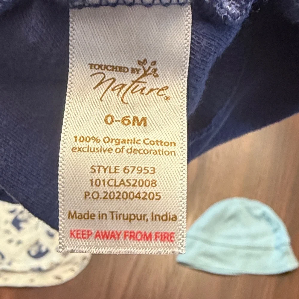 Touched by Nature Organic Cotton Baby Set 8 Pc Outfit Bundle 0-6M Blue